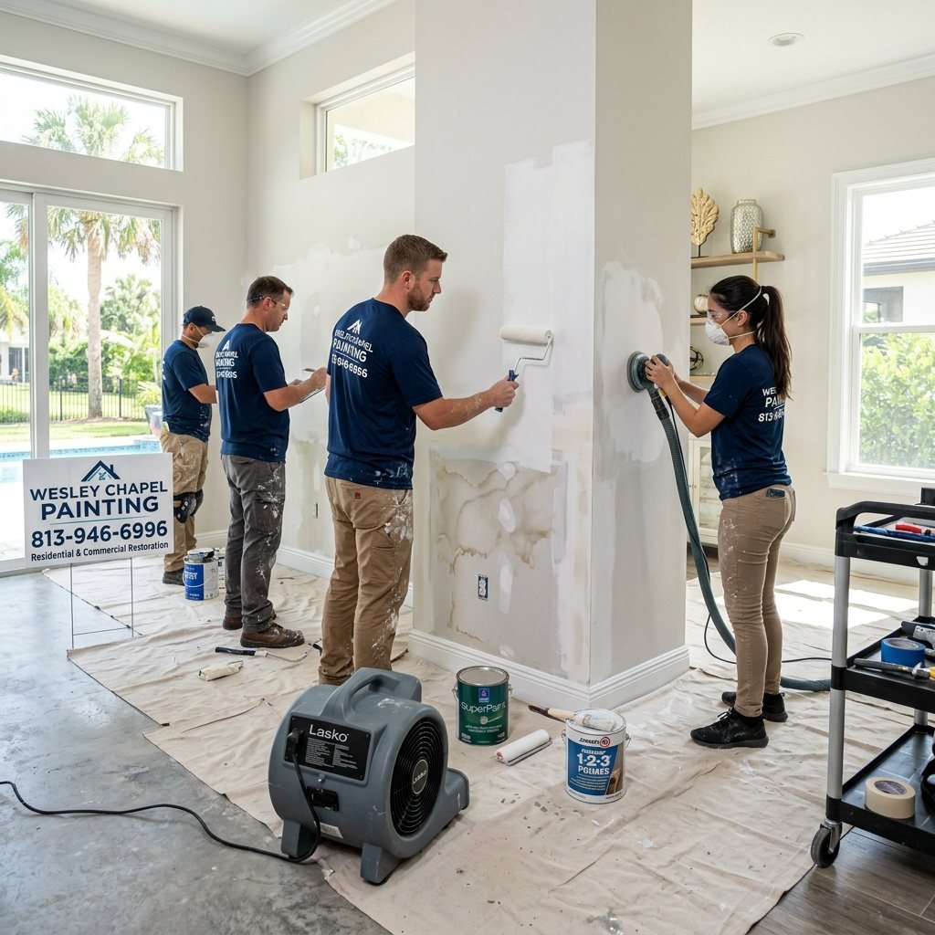Paint Over Water Stains Or Replace Ceiling in Wesley Chapel, Florida
